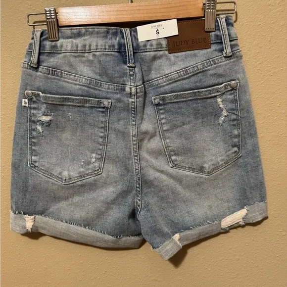 Judy Blue Light Blue Distressed Jean Shorts - Picture 2 of 4
